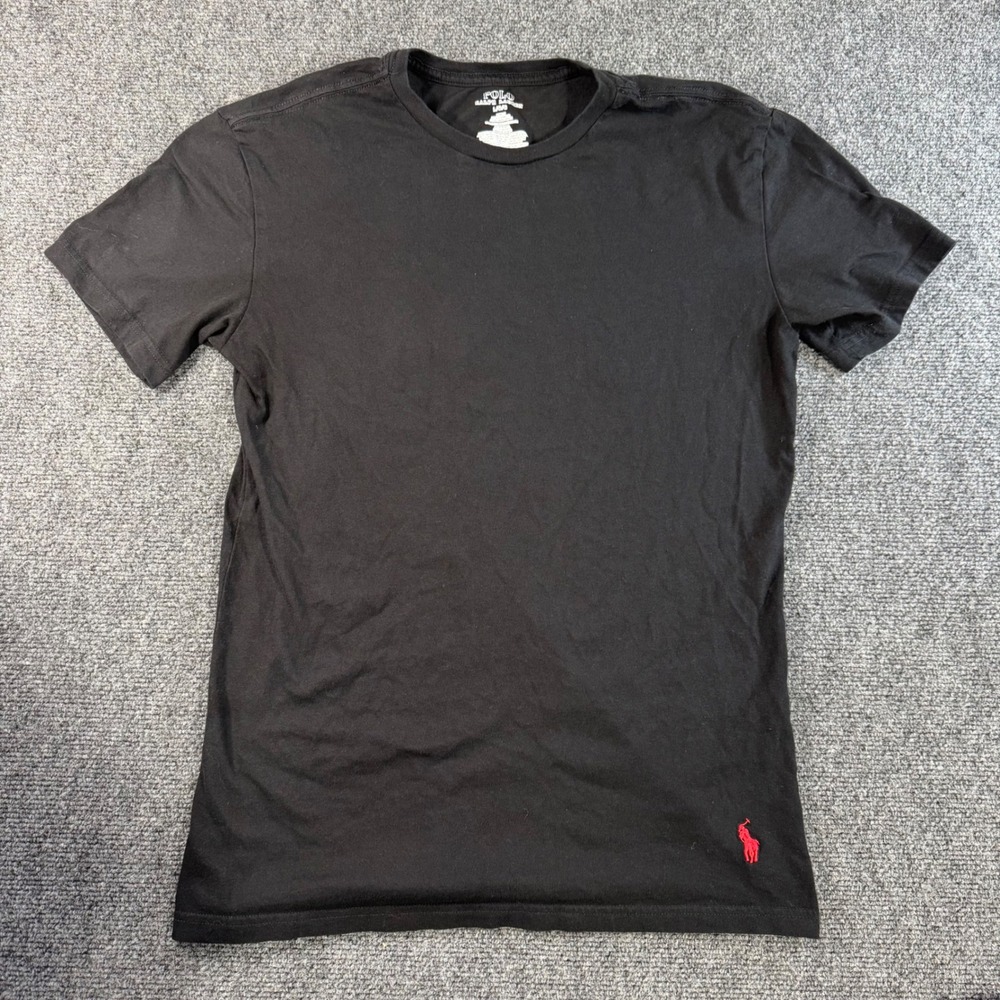 Polo Ralph Lauren Mens Slim‎ Fit T-Shirt Black Red Pony Logo Cotton Large